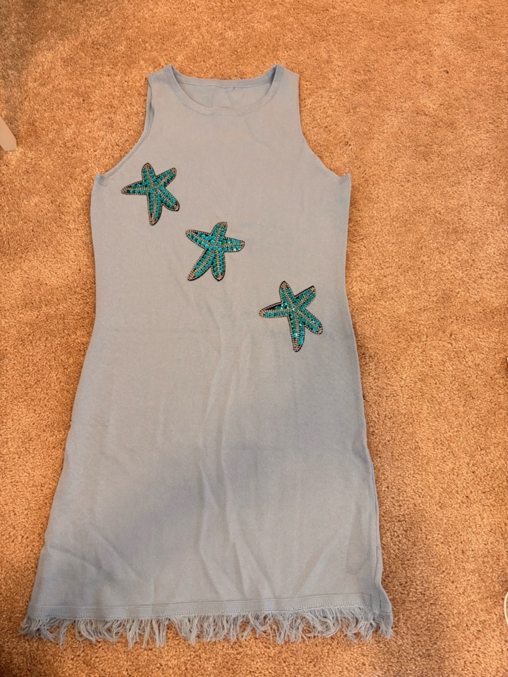 Light Blue Tank Dress with Embellished Starfish